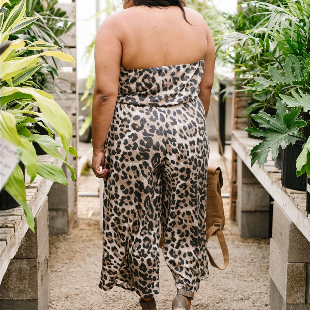 Leopard Cropped Jumpsuit - Picture 7 of 8